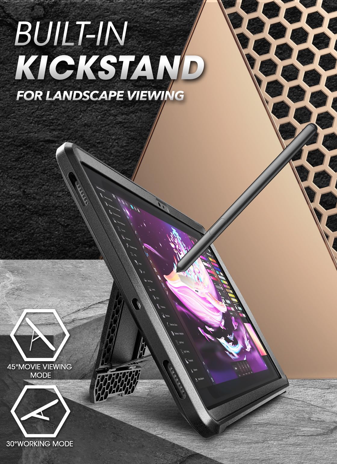 SUPCASE for Samsung Galaxy Tab S10 FE Plus Case 13.1" 2025, Stand, Black