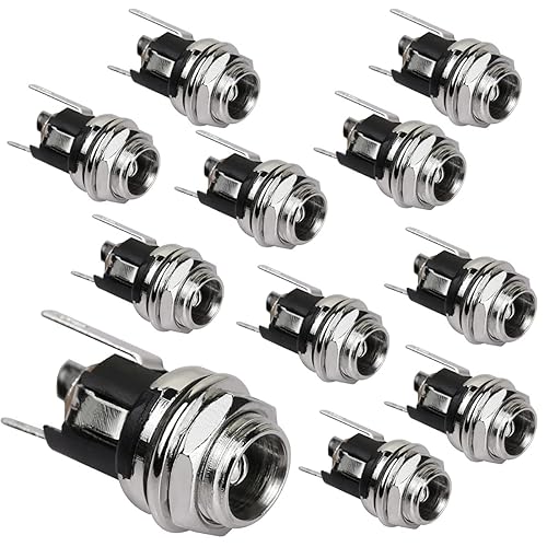 DIYhz 2.5mm DC Power Jack Socket, Panel Mount DC Power Jack Socket Female Panel Mounting Connector 10Pcs