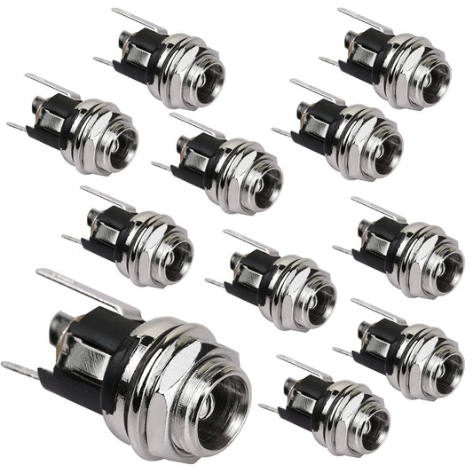 DIYhz 2.5mm DC Power Jack Socket, Panel Mount DC Power Jack Socket Female Panel Mounting Connector 10Pcs