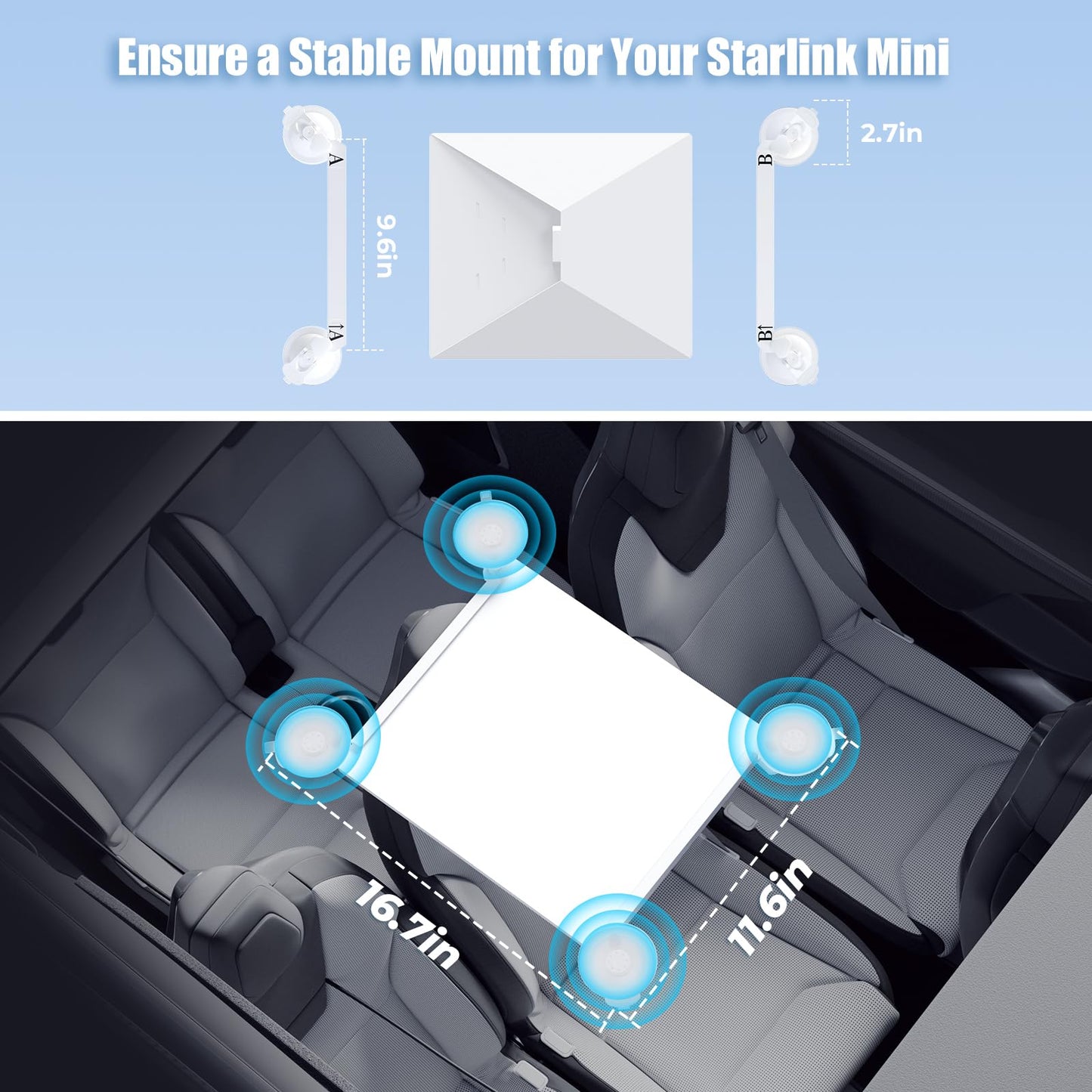 vutnuny Starlink Mini Car Mount, Starlink Mini Accessories for Car Windows & Sunroofs, Secure Mounting Kit with 2 Spare Cups & Anti-Slip