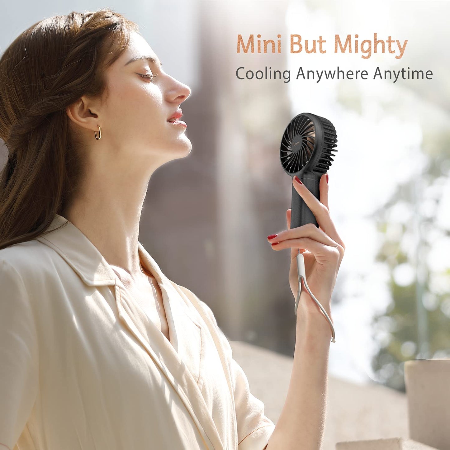 OUTXE Funme Mini Handheld Fan 3500mAh, Small Personal Portable USB Rechargeable Makeup Eyelash Beauty Fan for Women Girls Black