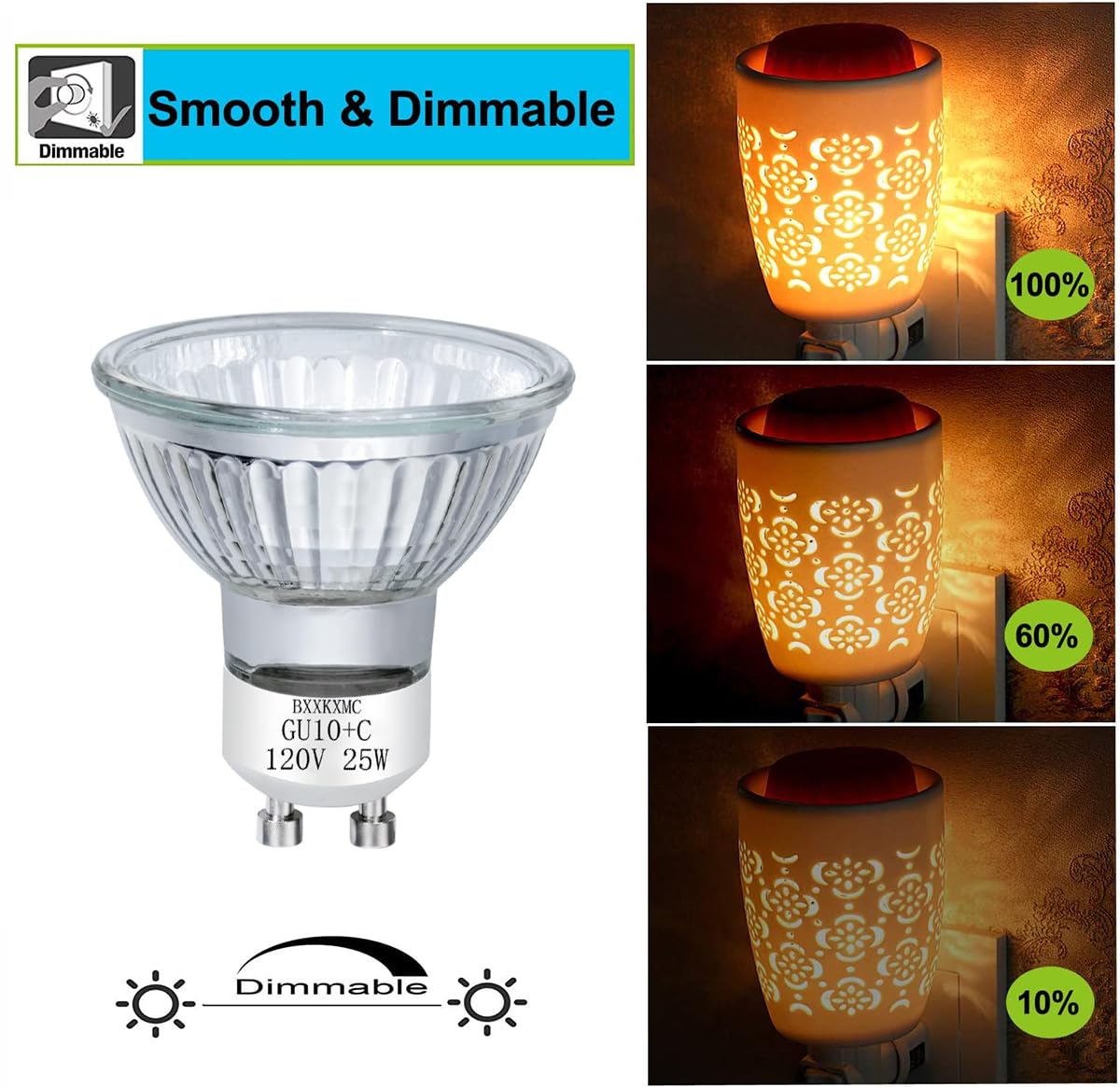 Halogen Bulb 25W NP5 Candle Warmer ETC Replacement Light Bulb (4 Pack) Halogen GU10 120V for Wax Melt, Tart Burner, Recessed, Track Lighting, MR16 JDR