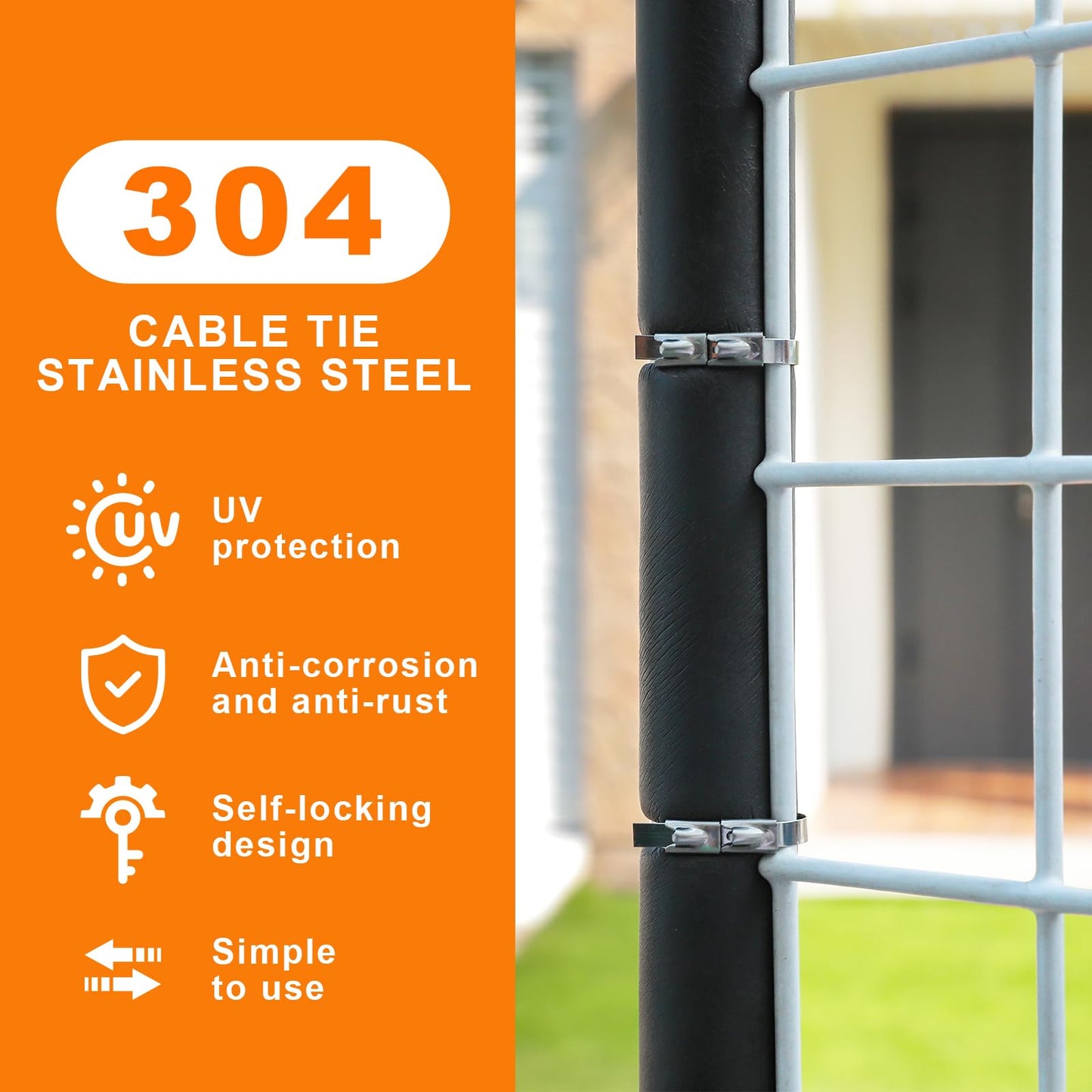 Metal Zip Ties (200PCS 11.8 Inch), 304 Stainless Steel, 300 LBS Heavy Duty Double Headed Self-locking Multi-Purpose Cable Ties for Exhaust Wrap, Chain