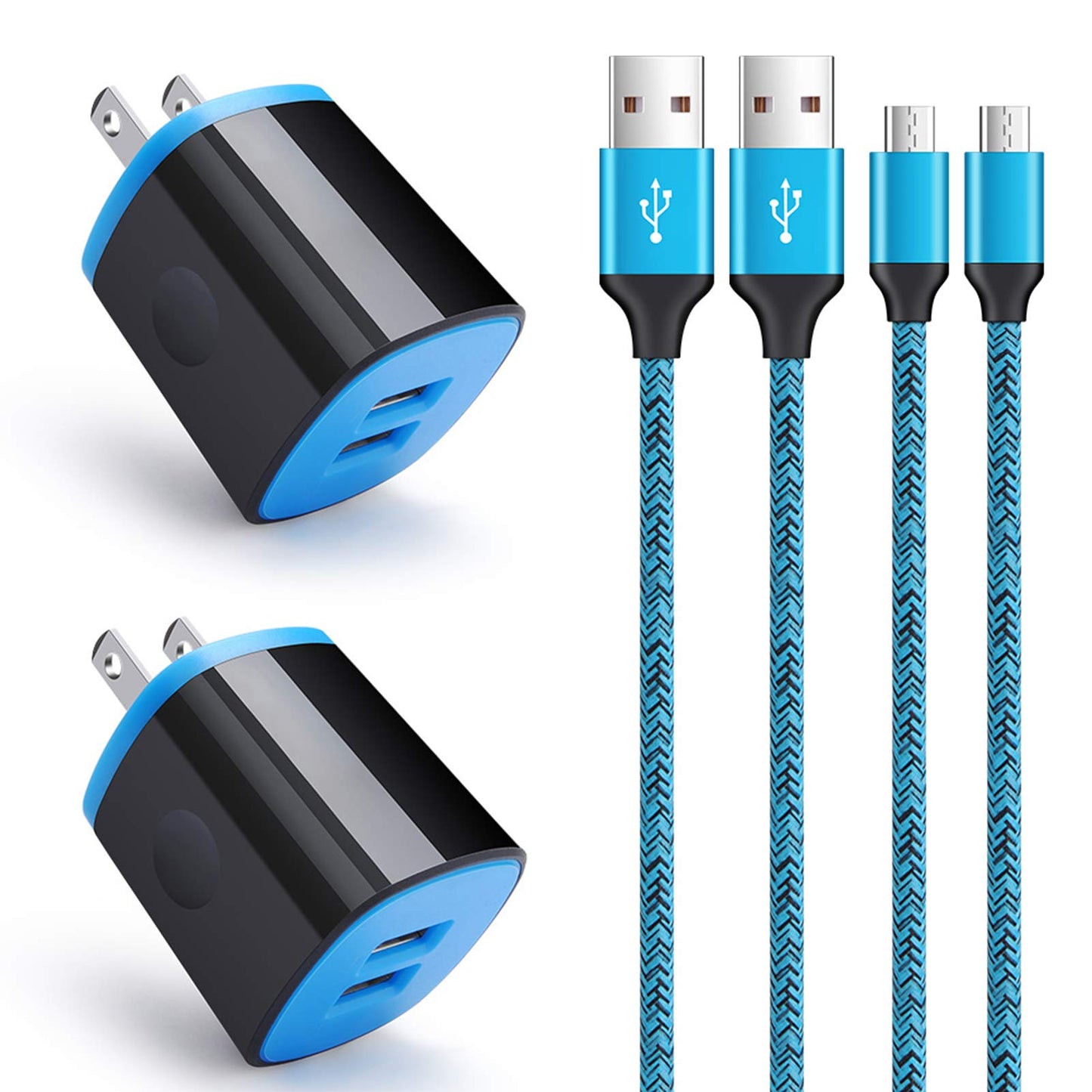 Android Phone Wall Charger Micro USB Cable, Charger Head Charge Block with 6ft Fast Charging Cord Compatible for Samsung Galaxy S7 S6 Active J3 S5 S2