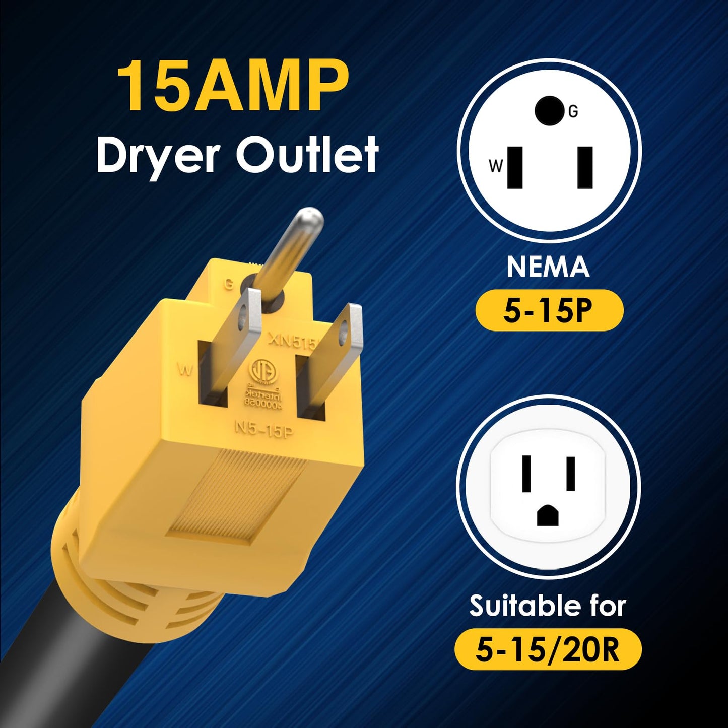 HUBRV Renters Friendly NEMA 5-15P Household Plug to 10-30R Dryer Adapter Cord 12 Inch Heavy Duty STW 10 Gauge ONLY for 120V Device EV Power Cord