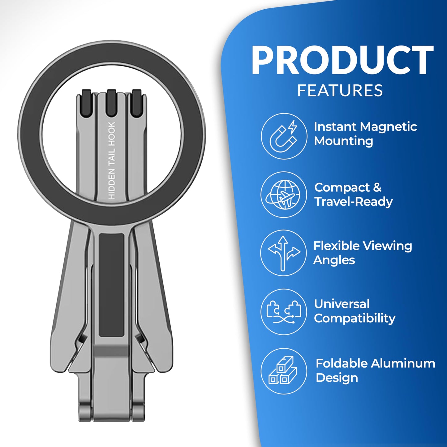 MagSafe Phone Stand for iPhone - Magnetic Foldable Aluminum Mount, Mini Travel Tripod Alternative for iPhone 12-17 (Compatible with MagSafe Cases)