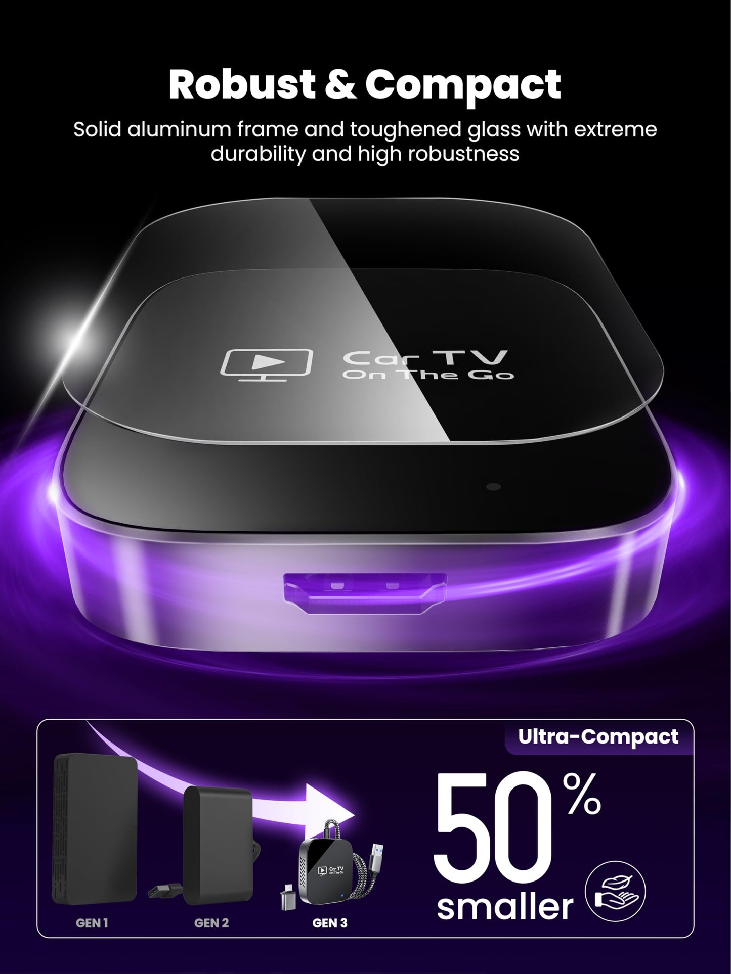 2-in-1 Wireless CarPlay Adapter & Car TV Mate Pro 2026 [Metal & Glass Case] Convert Wired to Wireless Car Play with HDMI Input for TV Stick, Screen