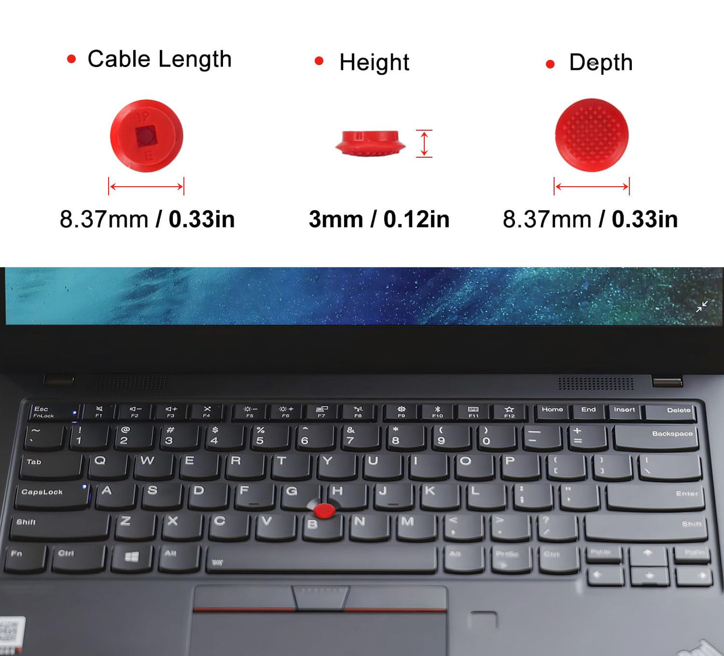 3 x Replacement Thinkpad 3.0 mm TrackPoint Caps for Lenovo Thinkpad T14s Gen 2 3 4th, X1 Carbon Gen 8 9 10 11, T16 Gen 1 Gen 2, X1 Yoga Gen 5 6 7 8th,