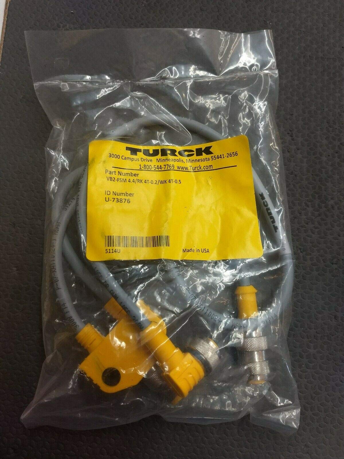 TURCK VB2-FSM 4.4/RK 4T-0.2/WK 4T-0.5 Splitter, P1: Straight M12 M 4pos to Straight J1/ RAJ2: M12 F 4pos, J12/J22: NC, P12- J24, P14-J14, J1: 0.2M