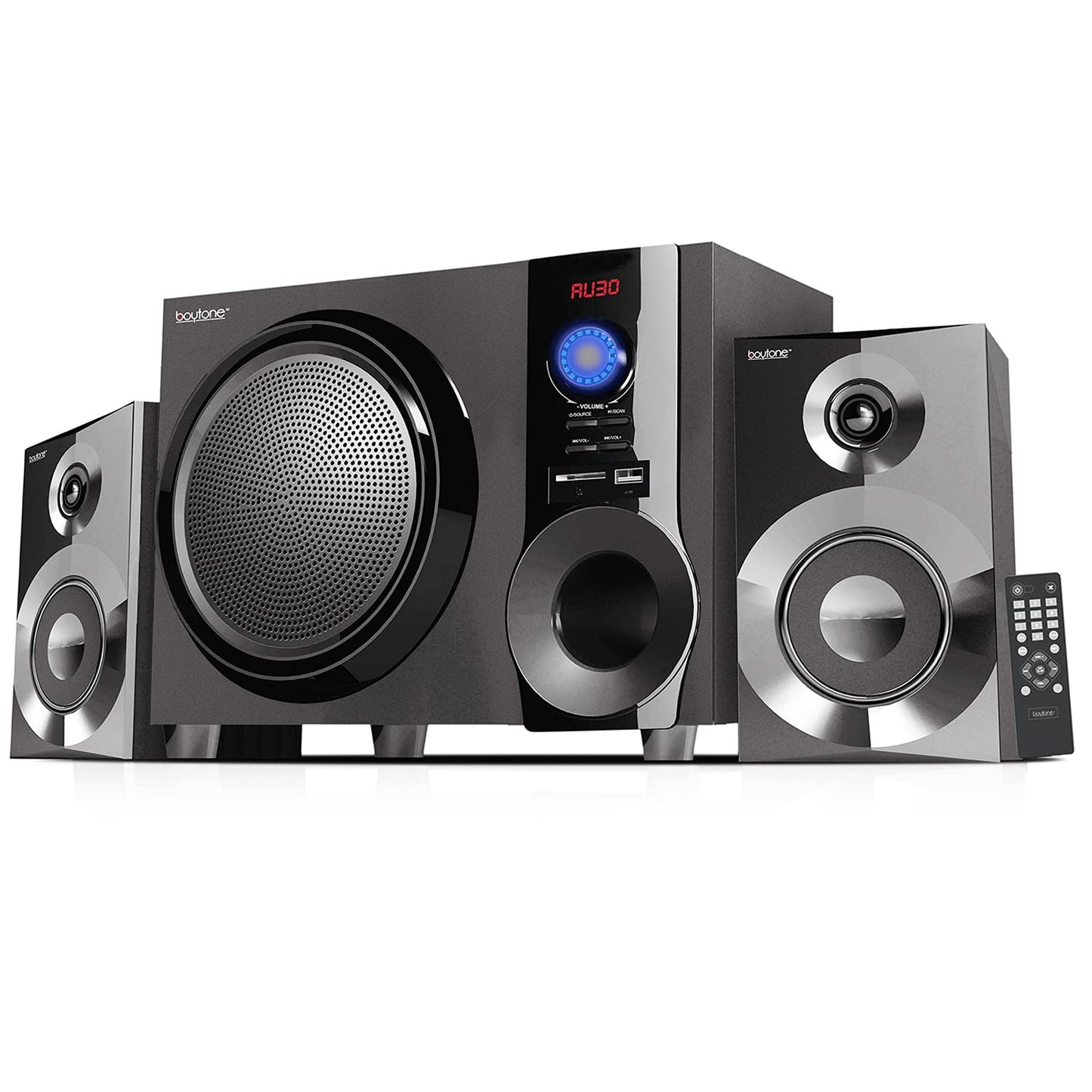 Boytone 60W Wireless Bluetooth Speaker with Powerful Bass, FM Radio, Remote Control - For Phone, Laptop, Aux-in, USB/SD