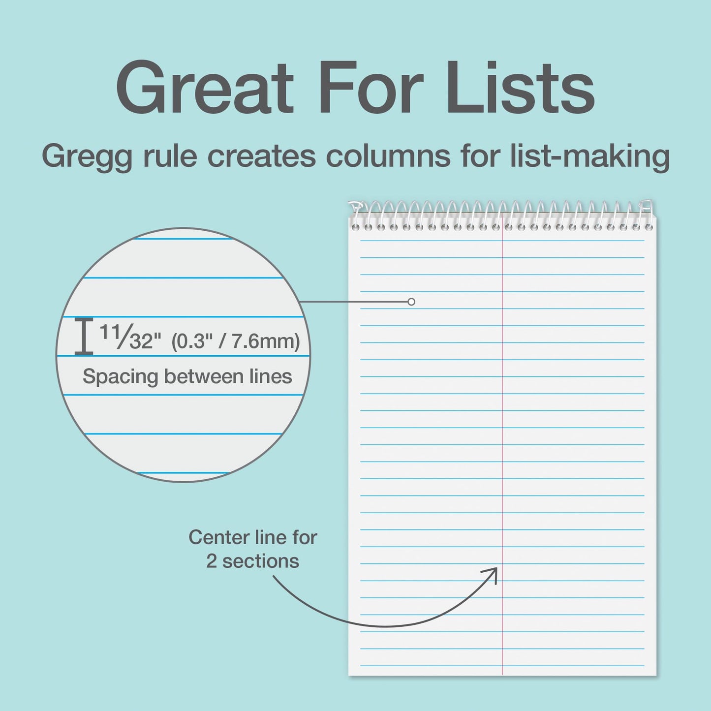 Oxford Steno Spiral Notebooks, Top Bound Steno Pads, 6x9 Inches, Gregg Ruled for Lists, White Paper, Asst. Pastel Covers, 80 Sheets, 6 Pack (1007112)