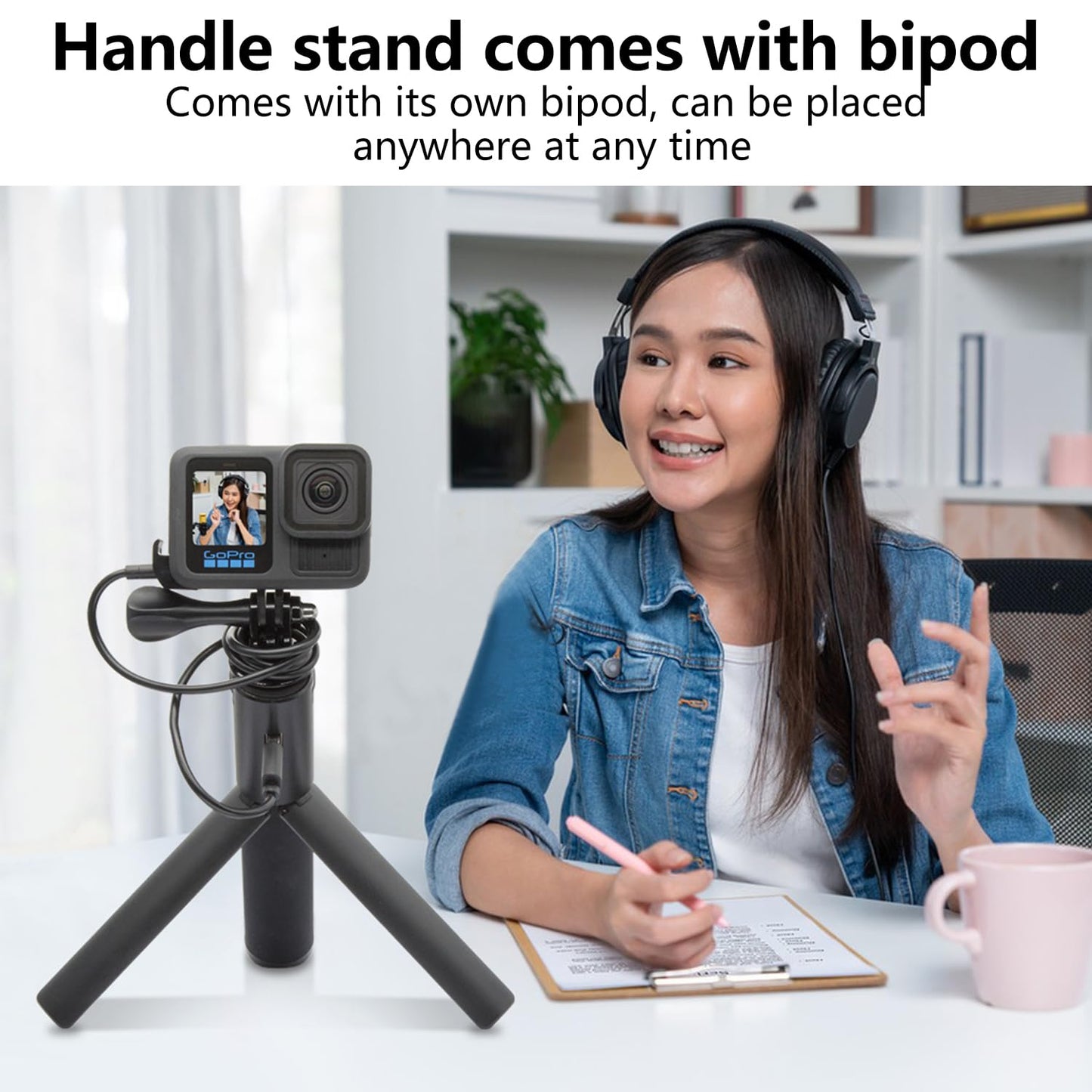 Suptig Handle Battery Mount, Battery Charger 10000mAh Comptible for Gopro Hero 13,12,11,10-5, Gopro Max2, DJI osmo Pocket 3, Canon, Akaso, DJI Action