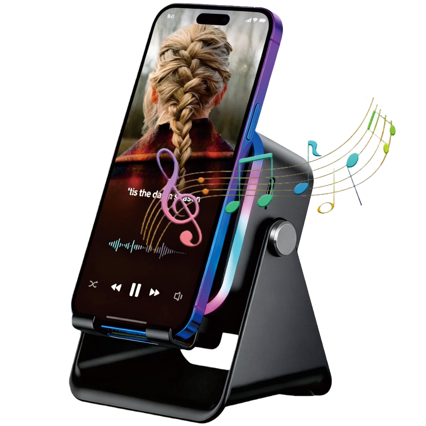 Induction Speaker, Innovative Tech Wireless Speaker Stand for Cell Phone Stand Holder with Bluetooth Audio Speaker Amplifier Dock Induction