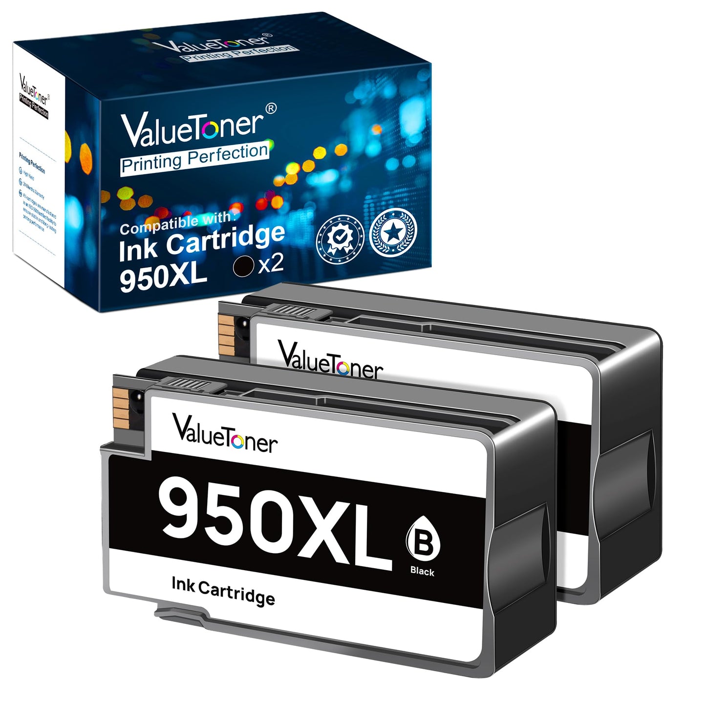 Valuetoner Compatible Ink Cartridge Replacement for HP 950 950 XL High Yield for Officejet Pro 8600 8620 8100 8615 8630 8610 8660 Printer (2 Black