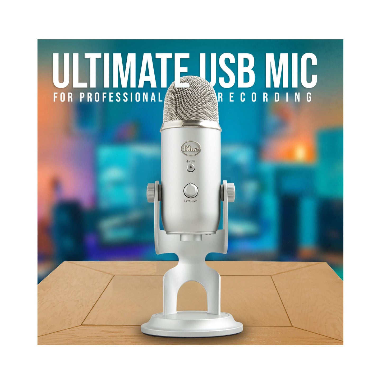 Blue Microphones Yeti USB Mic (Silver) Bundle with Closed-Back Studio Headphones, and Pop Filter (3 Items)