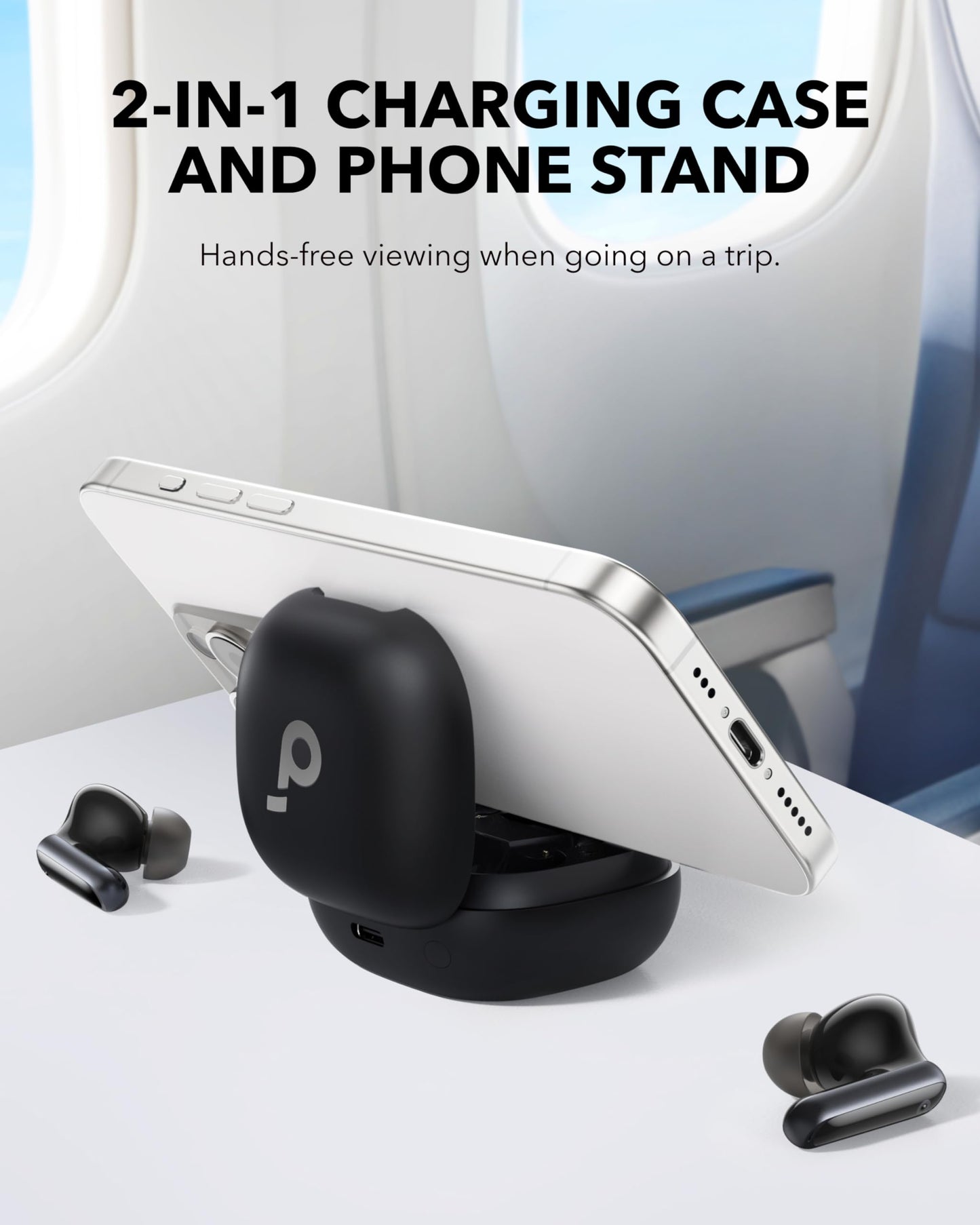 Soundcore P40i by Anker, Noise Cancelling Wireless Earbuds, Adaptive Noise Cancelling to Environments, Heavy Bass, 60H Playtime, 2-in-1 Case and Phone