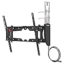 Barkan 19-80 inch Tilt TV Wall Mount with Integrated HDTV Indoor Antenna, for All Wall Types, Flat/Curved Screen Bracket, Holds up to 110lbs, Auto