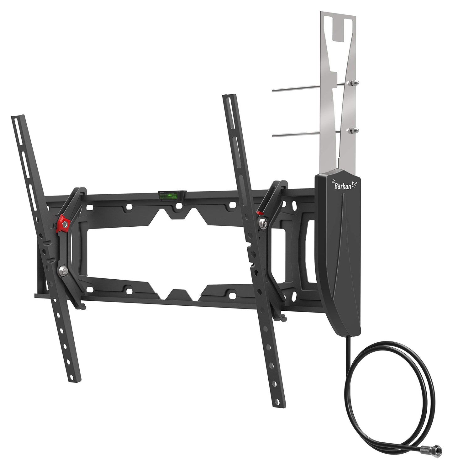 Barkan 19-80 inch Tilt TV Wall Mount with Integrated HDTV Indoor Antenna, for All Wall Types, Flat/Curved Screen Bracket, Holds up to 110lbs, Auto