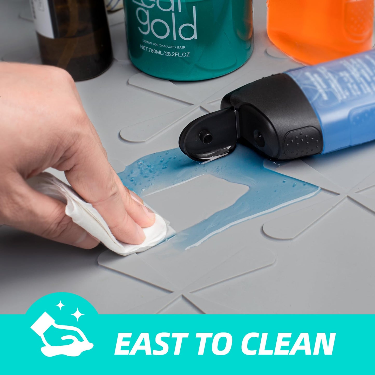 SIKADEER 34"x22" Under Sink Silicone Mat – Waterproof Drawer, Shelf & Cabinet Liner, Kitchen Sink Protector, Boot Tray & Pet Mat