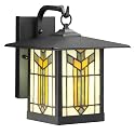 RIVER OF GOODS Stained Glass Outdoor Light Fixture - 11.75" H - Mission Style Porch Light - Lily