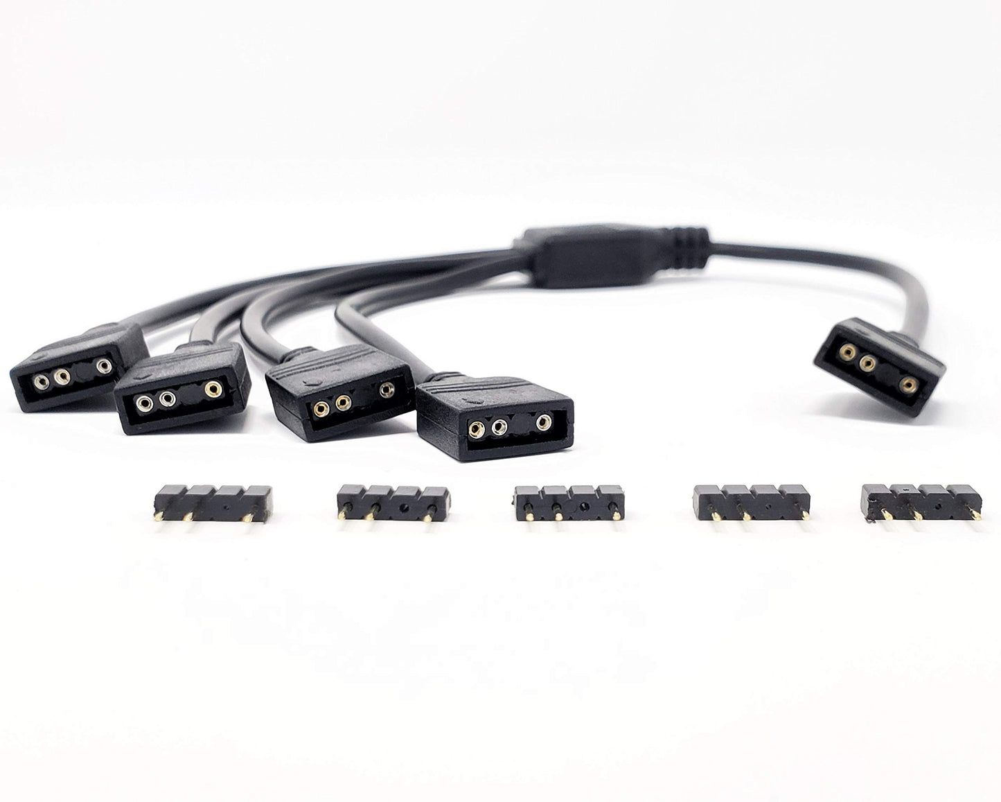 Micro CONNECTORS 30 cm (11.81 Inches) 3-Pin Addressable RGB (ARGB) 1 to 4 Splitter Cable - 30cm with Male Pins