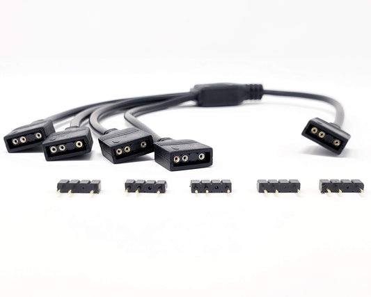Micro CONNECTORS 30 cm (11.81 Inches) 3-Pin Addressable RGB (ARGB) 1 to 4 Splitter Cable - 30cm with Male Pins