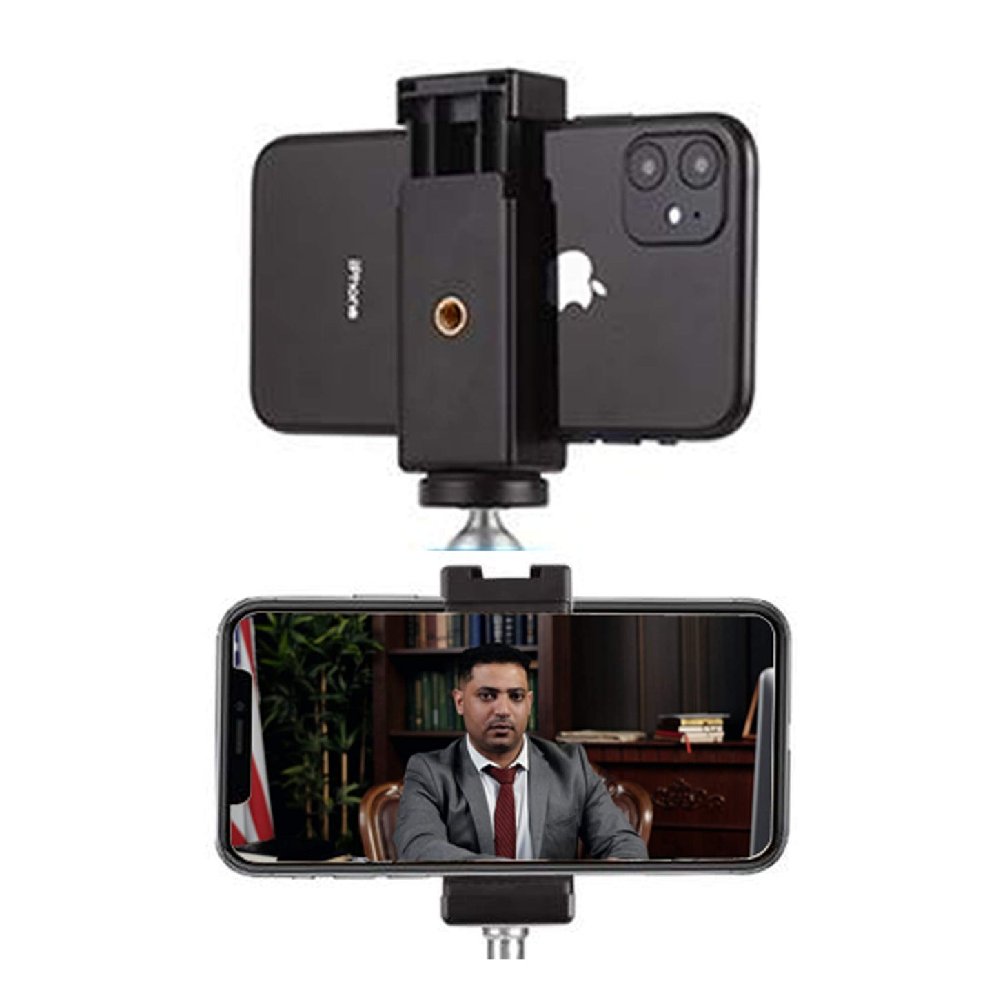 Vidpro CL-2 Tripod Mountable Smart Phone Clamp Cradle with Cold Shoe Mount. 1/4-20 Socket Attaches to Tripods, Monopods, Spring Clamp Accepts Phones