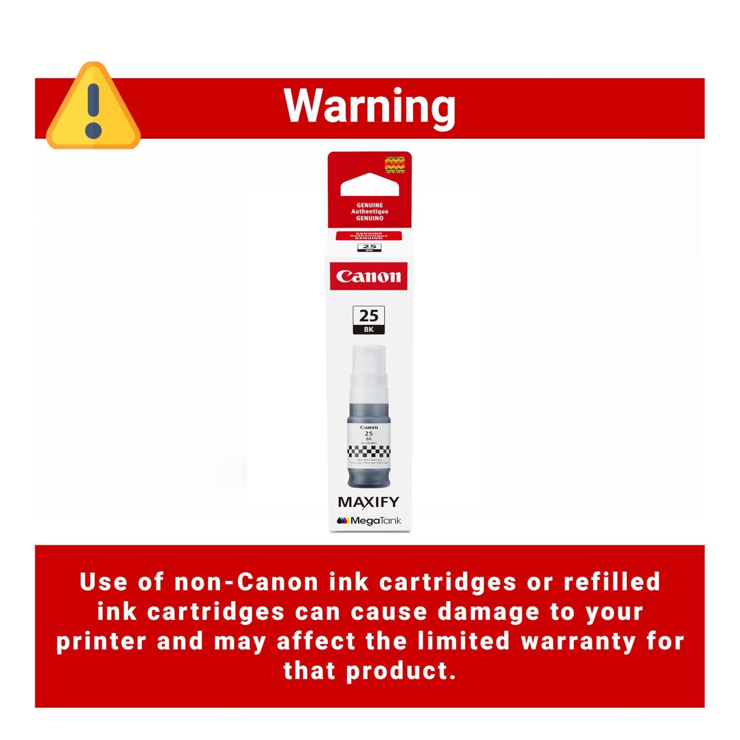 Canon GI-25 Genuine Black Ink Bottle, Compatible with Megatank GX2020, and GX1020 Printers