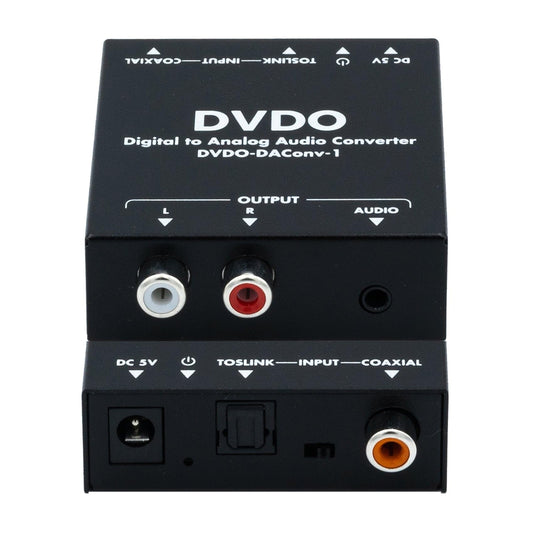 DVDO Digital to Analog Audio Converter | Coaxial/Toslink in - Analog Out | 3.5mm to Optical Audio Cable | Optical Digital Audio Converter |Supports