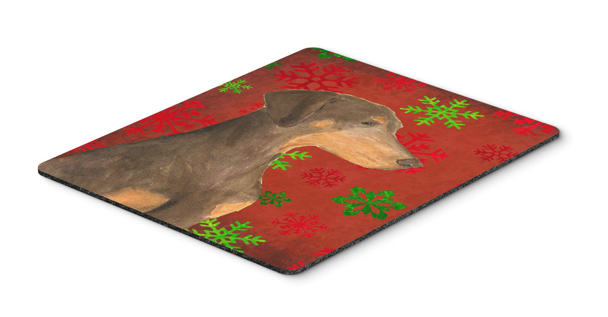 Caroline's Treasures SS4686MP Doberman Red and Green Snowflakes Holiday Christmas Mouse Pad, Hot Pad or Trivet for Home Office Gaming Working