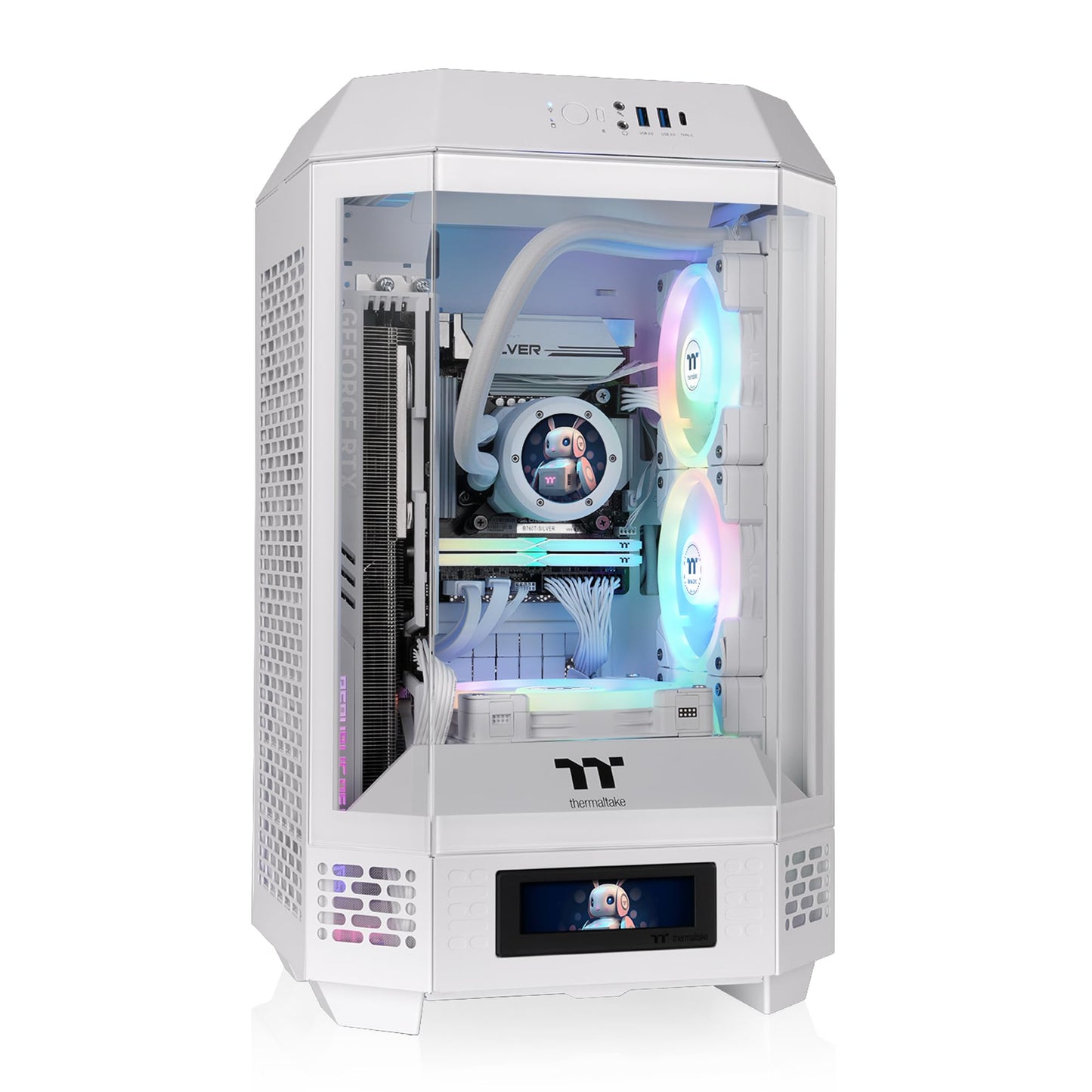 Thermaltake Tower 250 Snow Mini-ITX Mini Tower; 2x120mm CT Fans Included; 360mm Radiator Support; 360mm GPU Clearance; Dual Chamber; CA-1Z9-00S6WN-AZ