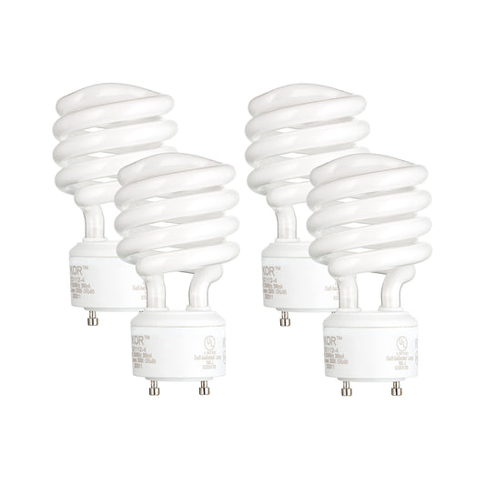 KOR GU24 Base CFL Bulbs, 23W 100W Equivalent, 5000K Bright White, 4-Pack