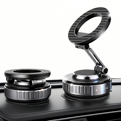 JOUJBAIL 2026 Upgraded Car Phone Holder for Magsafe [108LBS Ultra Suction] 360° Adjustable Vacuum Magnetic Phone Holder, Foldable Cell Phone Mount