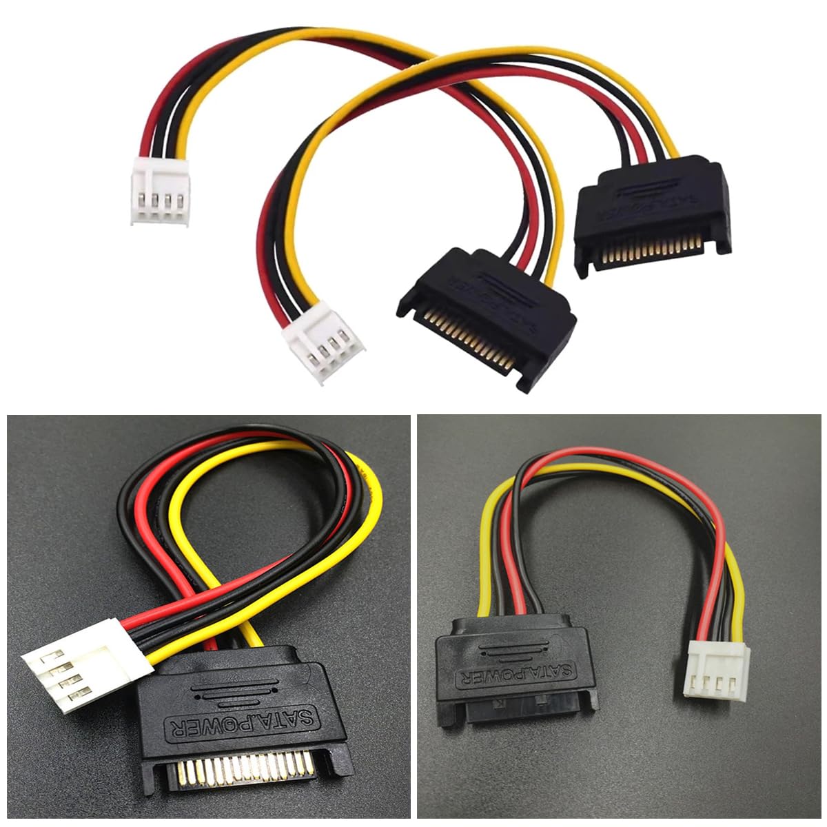 ThtRht 3 Pack Floppy Drive to Sata Adapter 15 PIN SATA Male to 4 PIN FDD Female Power Supply Cable Converter 15pin to 4pin Connector for Mini PC DIY