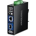 TRENDnet Industrial 10G SFP+ Media Converter, TI-F711SFP, Extreme Temperature IP50 Rated, Ethernet Splitter, DIN-Rail and Wall Mounts Included, NDAA