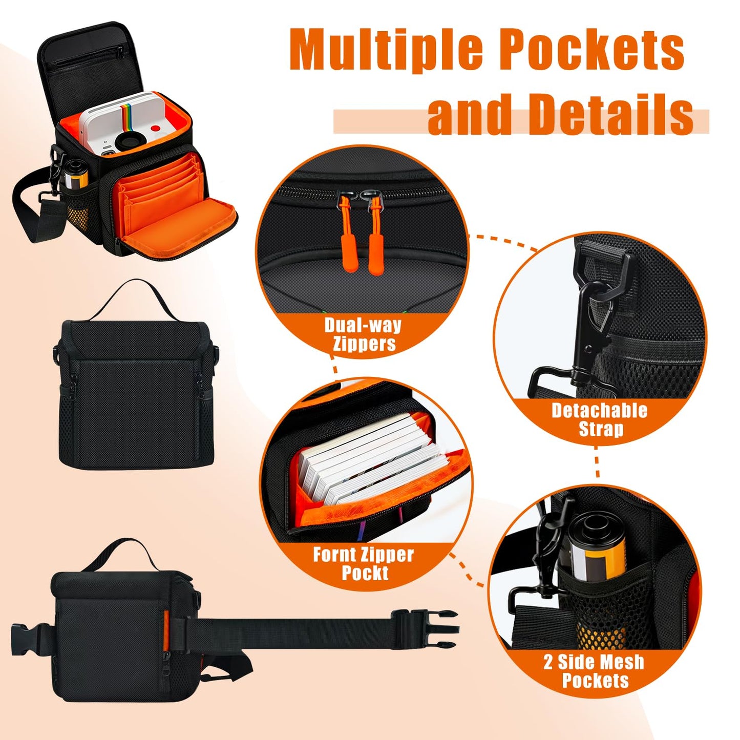 Camera Sling Bag Compatible with Polaroid Now+ Generation 3rd/2nd/1st I-Type, Camera Carrying Bag Compatible with Polaroid Now Instant Camera,Camera