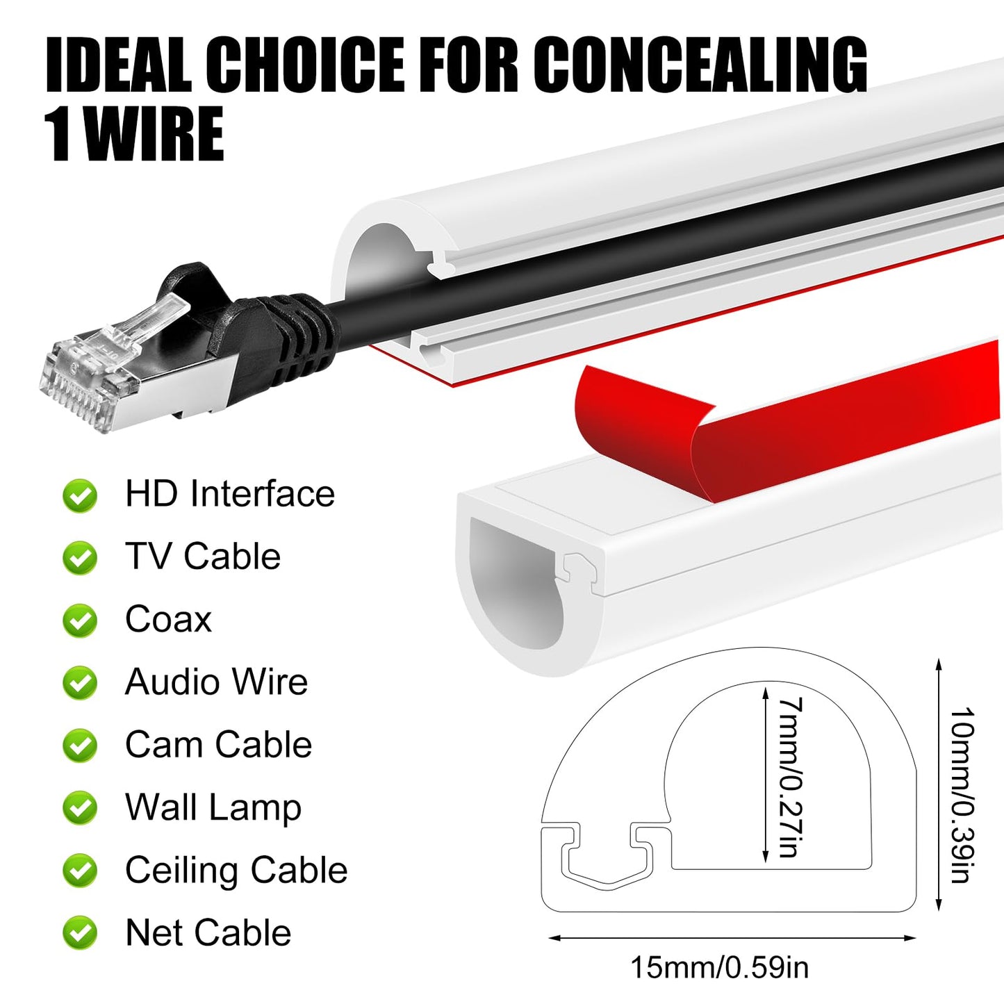 Self-Adhesive Cable Hider, Flexible Wire Cover Cable Raceway for Wires, Wall Mount TV, Home Audio, Network, Power, and Phone Line Managemen (Gray