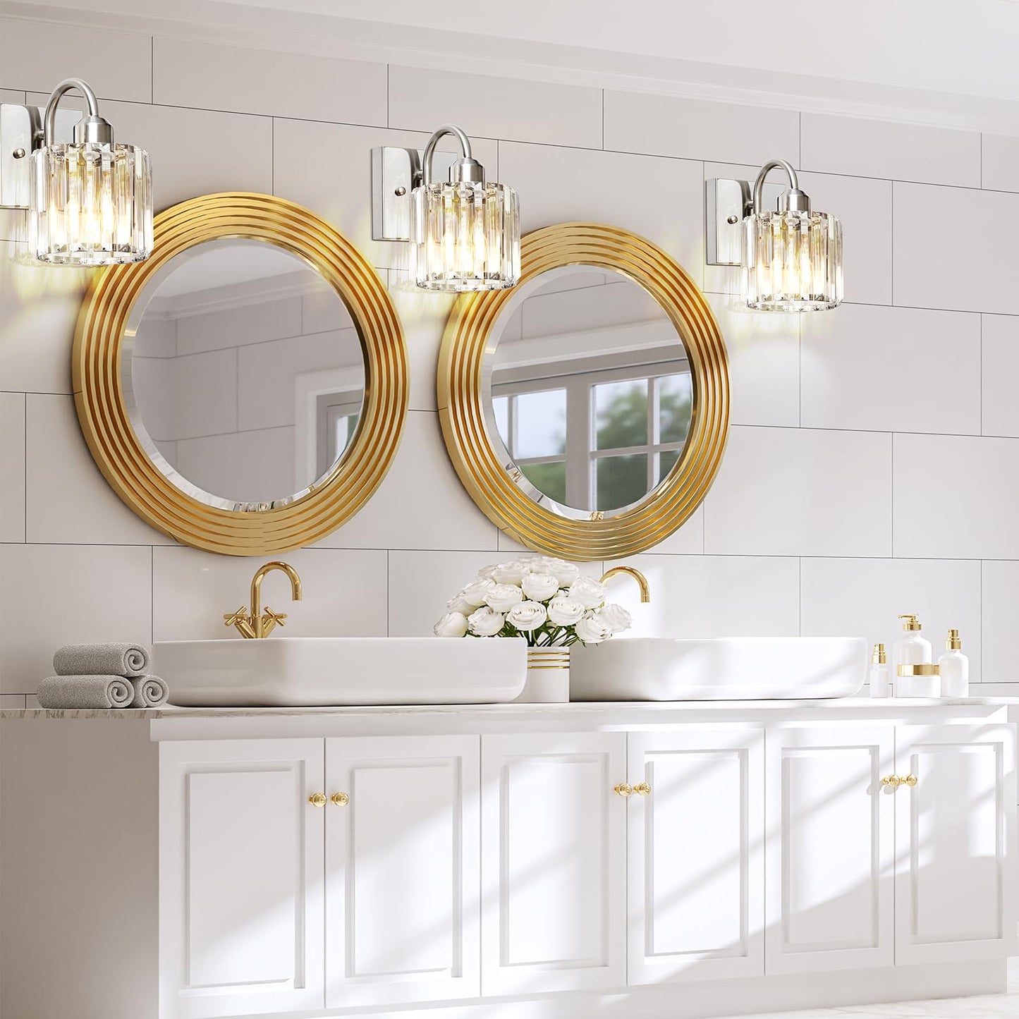 Brushed Nickel 1 Light Bathroom Vanity Light Over Mirror - Chrome Option