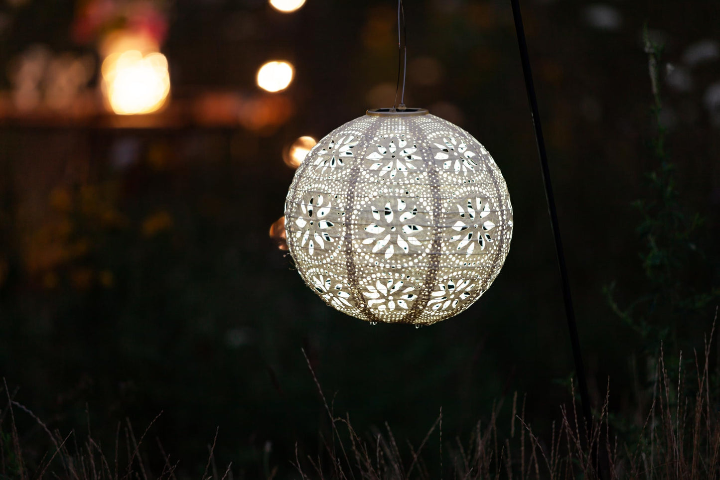 Soji Stella Market, LED Outdoor Solar Lantern, Handmade with Weather-Resistant UV Rated Tyvek, Stainless Steel Hardware, Auto sensor on/off