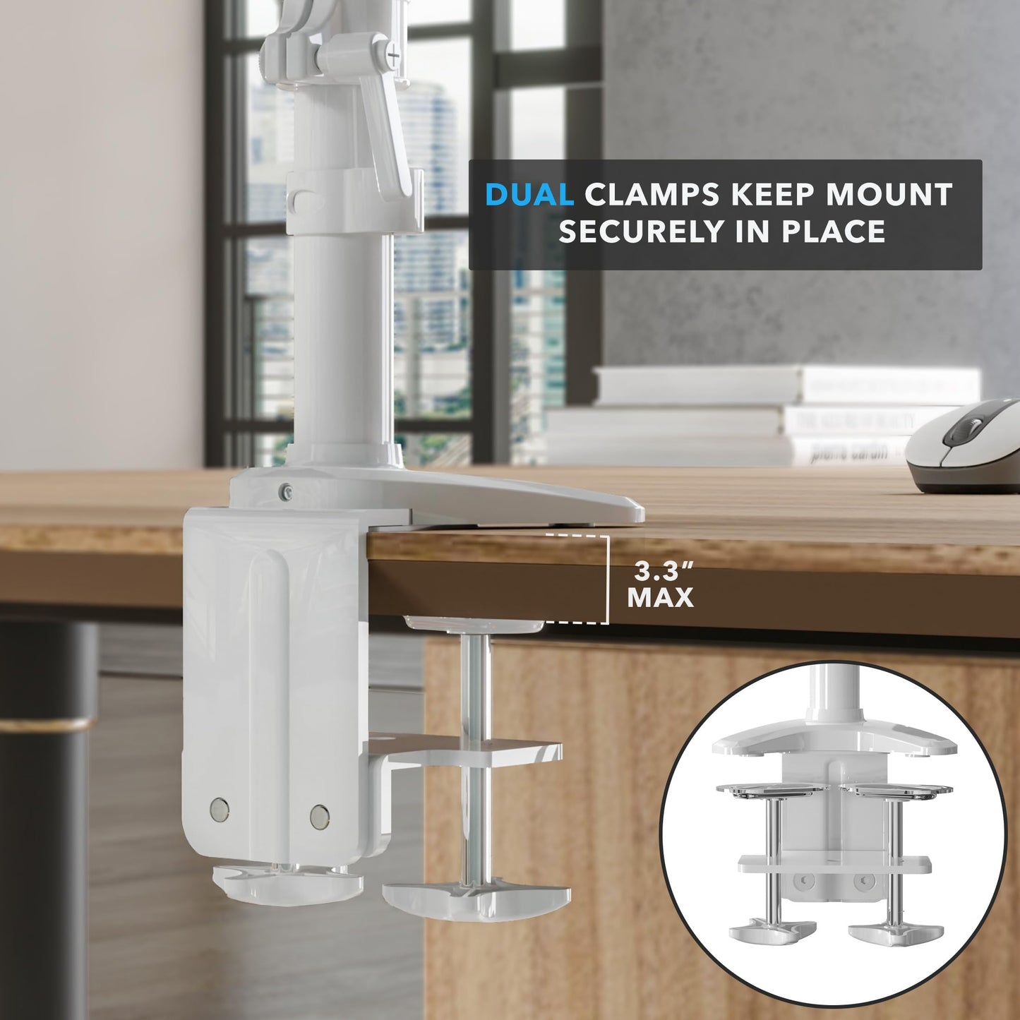 Mount-It! Triple Monitor Stand for Desk, 3 Arm Monitor Mount with Gas Spring Height Adjustment, Fits 13-32 Inch Screens up to 17.6 lbs per Arm, VESA