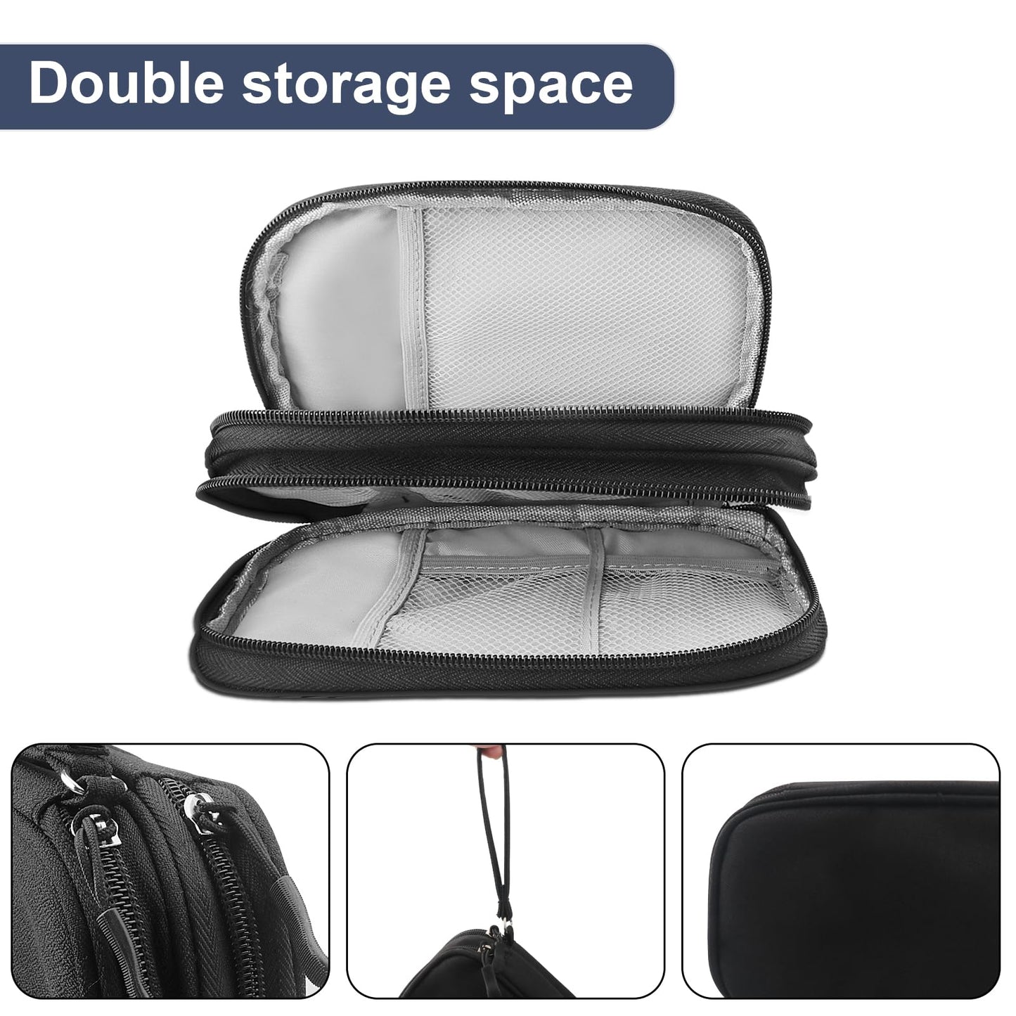 Miruchertter Travel Cable Organizer Bag Double Layer Electronics Organizer Case Compact & Portable Cords Organizer Pouch for Men Women Travel