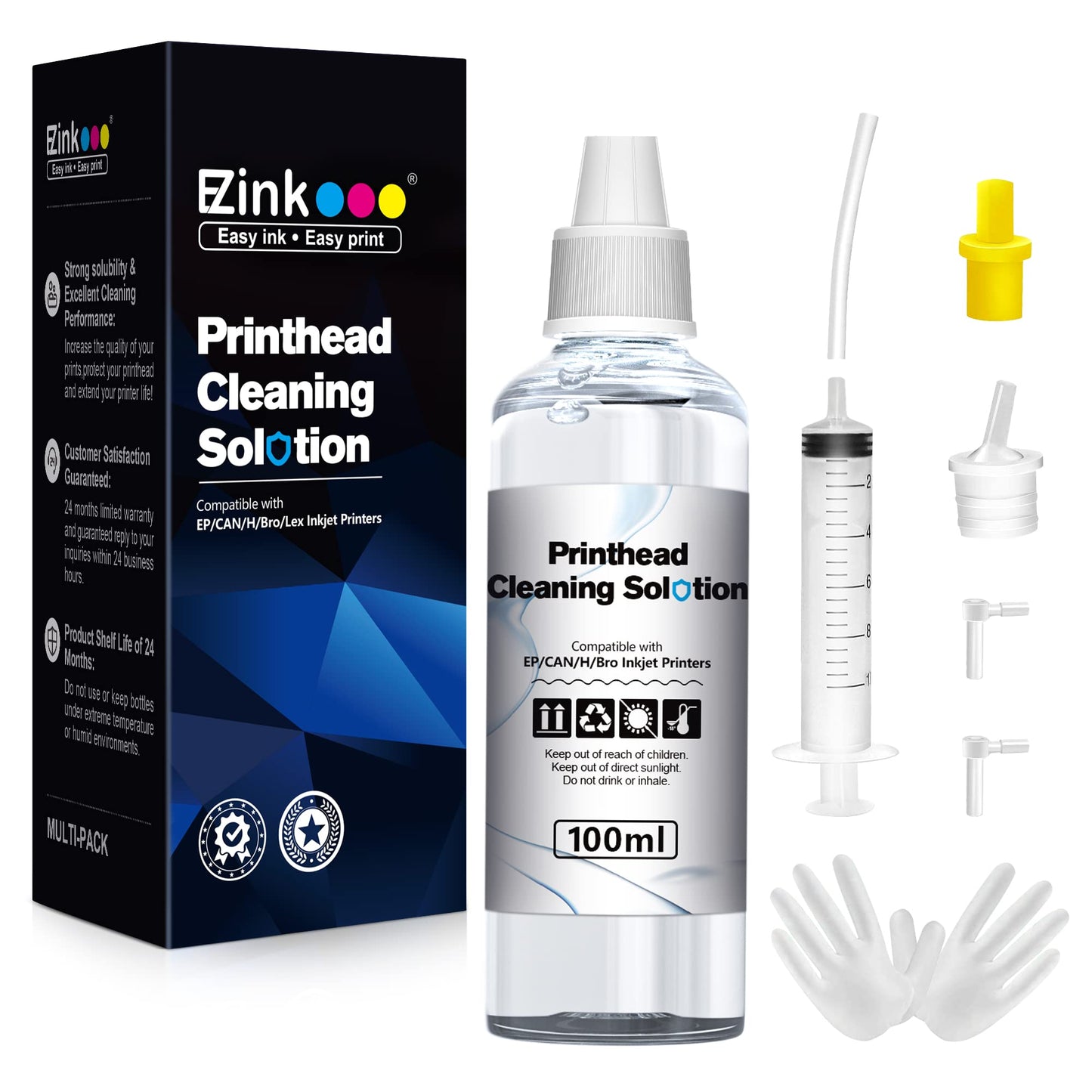 E-Z Ink Printer Cleaning Kit for Epson Ecotank Printer, Printerhead Cleaning kit for HP/Canon/Brother Inkjet Printers, Printhead Cleaning Solution