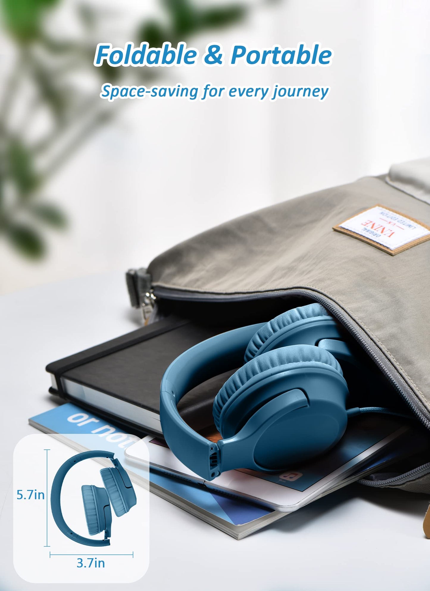 Kids Headphones, 3.5mm Jack Wired On-Ear Foldable Headphones for Kids