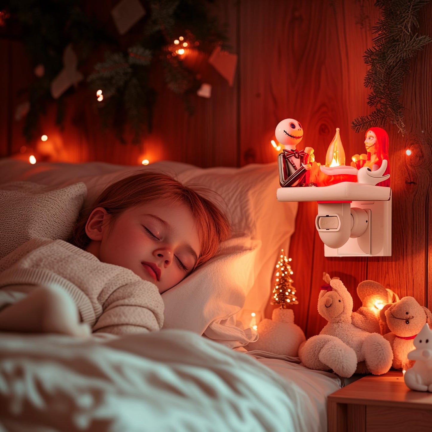 Nightmare Be Christmas Campfire Night Light,Nightmare Christmas Lights Plug in to Wall Resin Vintage,Christmas Eve Night Light Gifts Festive Ambiance