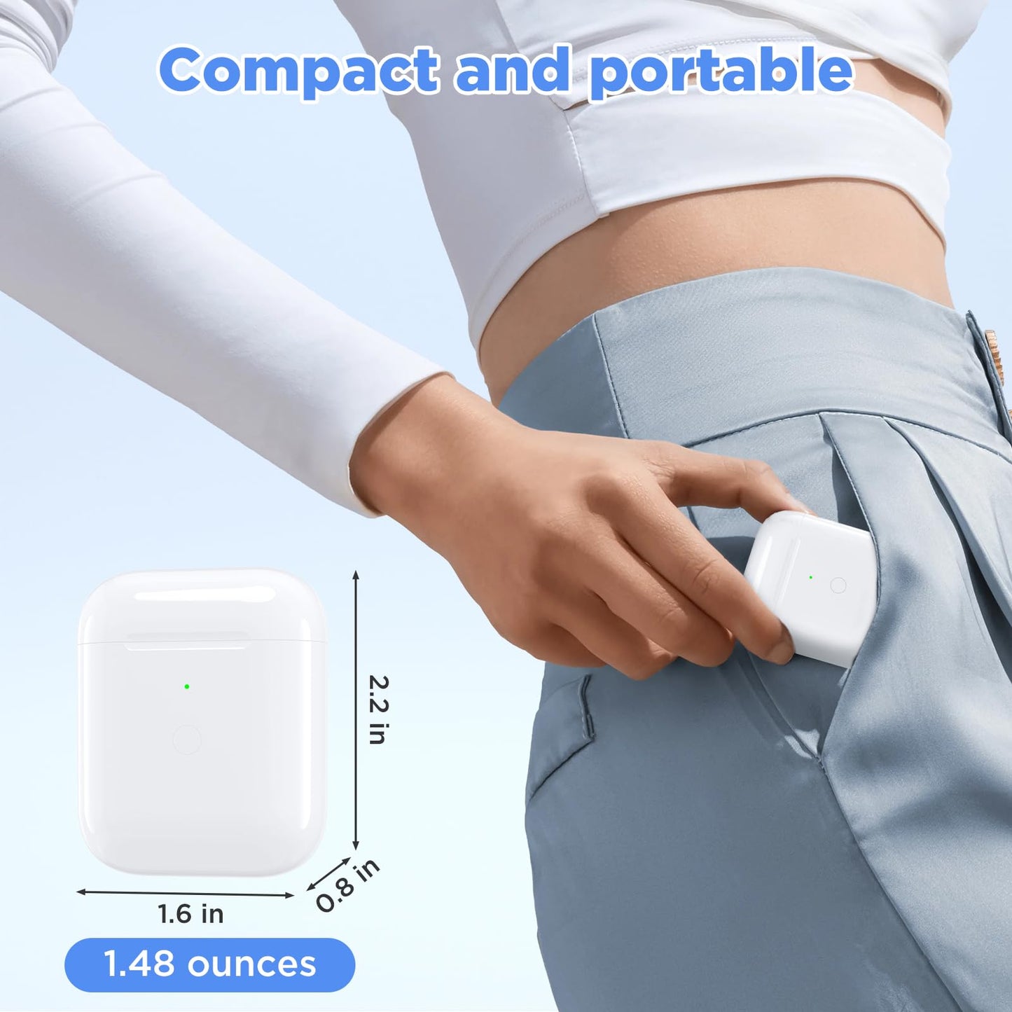 Replacement Wireless Charging Case for AirPods 1st/2nd Charging Case, AirPods 1 Charging Case Only with Bluetooth Pairing Sync Button, Compatible