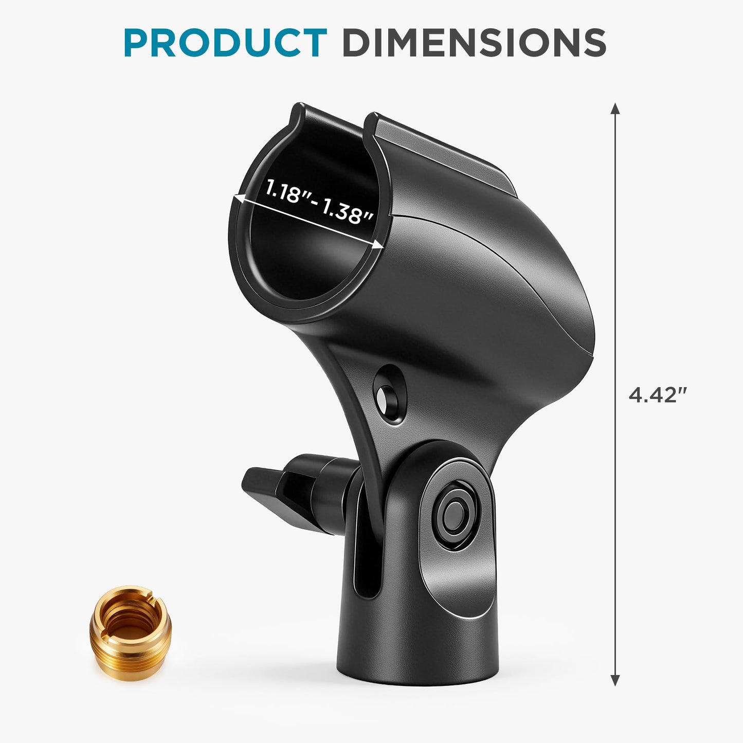 InnoGear Microphone Clip, Adjustable Mic Holder with 3/8" to 5/8" Adapter for HyperX SoloCast, HyperX QuadCast S, Blue Yeti, Shure SM58 and Other Mics