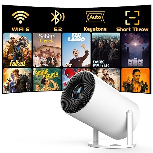 [Electronic Focus with Short Throw] PANSEBA Mini Projector with WiFi 6 and Bluetooth, Auto Keystone Outdoor Movie Projector, Big Screen Home Portable