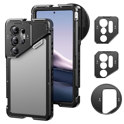 NEEWER S25 Ultra Phone Cage, Mobile Video Rig Phone Stabilizer with 67mm Filter Adapter, 17mm Lens Backplate, T Mount Lens Adapter, Compatible