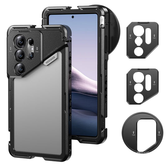 NEEWER S25 Ultra Phone Cage, Mobile Video Rig Phone Stabilizer with 67mm Filter Adapter, 17mm Lens Backplate, T Mount Lens Adapter, Compatible