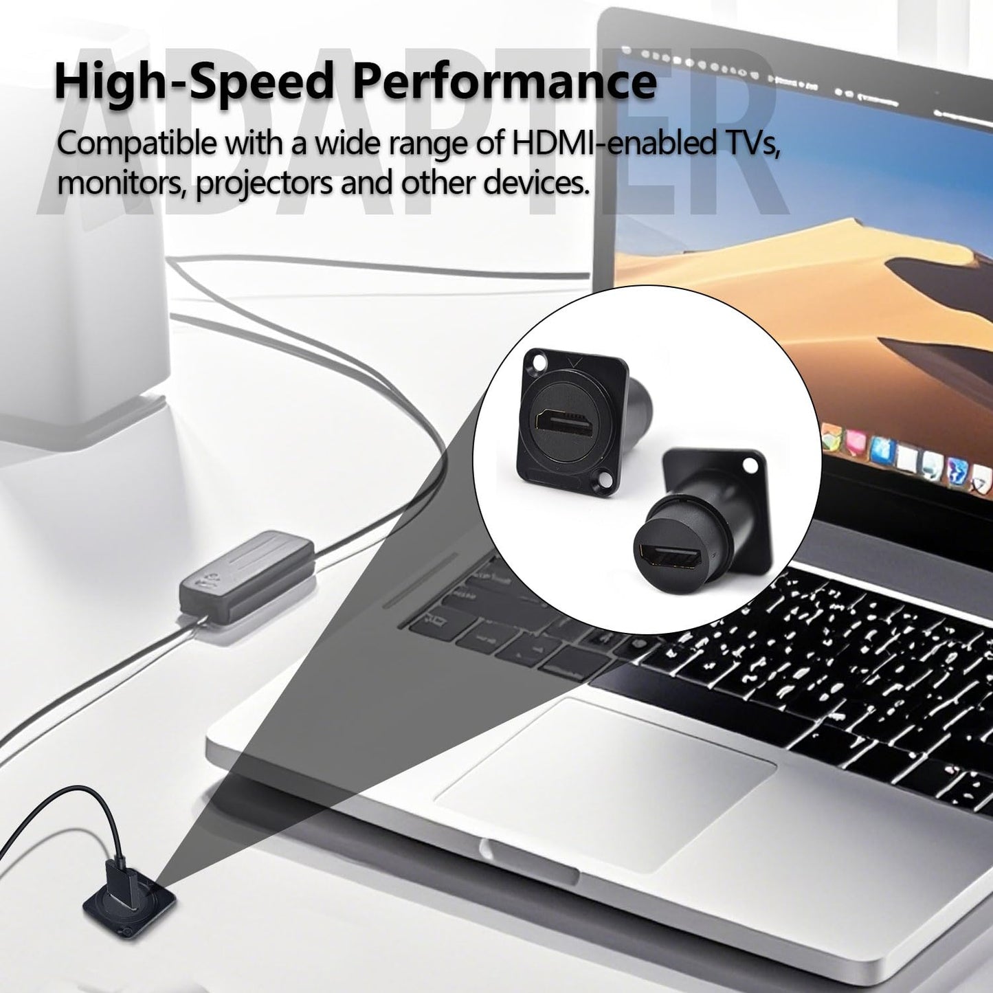 Itvexeme 5PCS HDMI 2.0 Panel Mount Adapter 4K@60Hz, HDMI 2.0 Panel Threaded Fixed Mount Coupler Female to Female for TV Monitor Projector